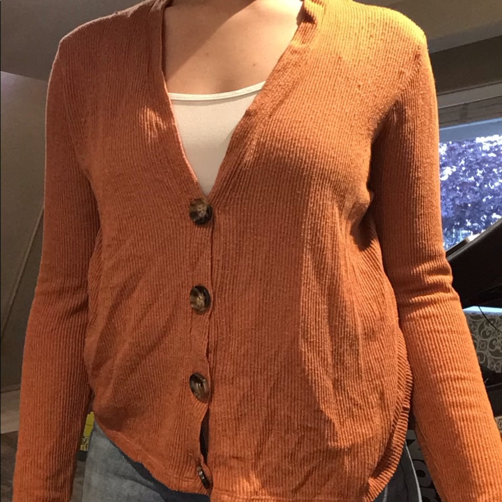 Pumpkin Orange Cardigan.